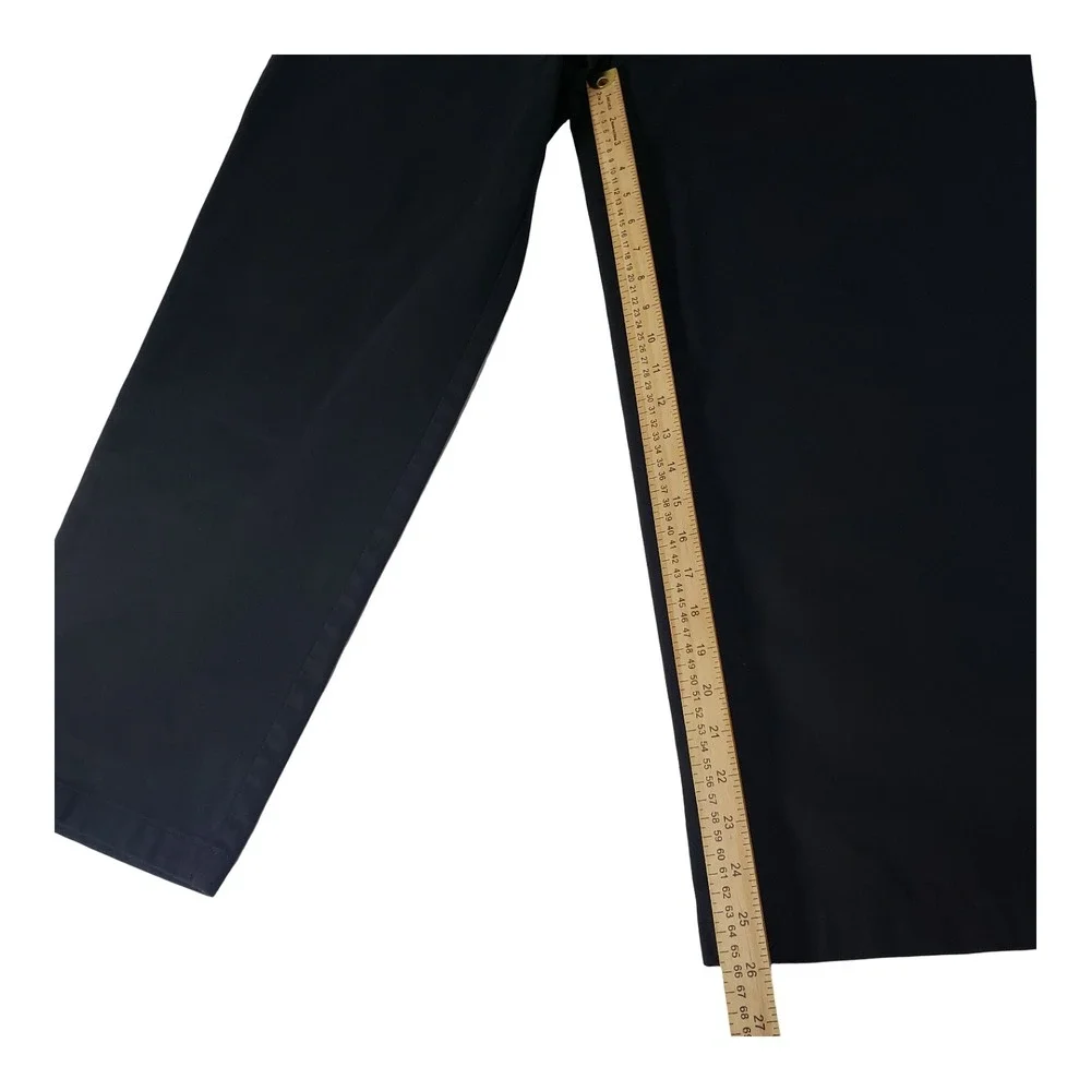 George Mens Black Flat Front Chino Pants Straight Leg 40x30 Regular Fit Trousers